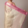 Gold Kota Silk Chanderi Saree With Mirror Detail And Unstitched Blouse Piece