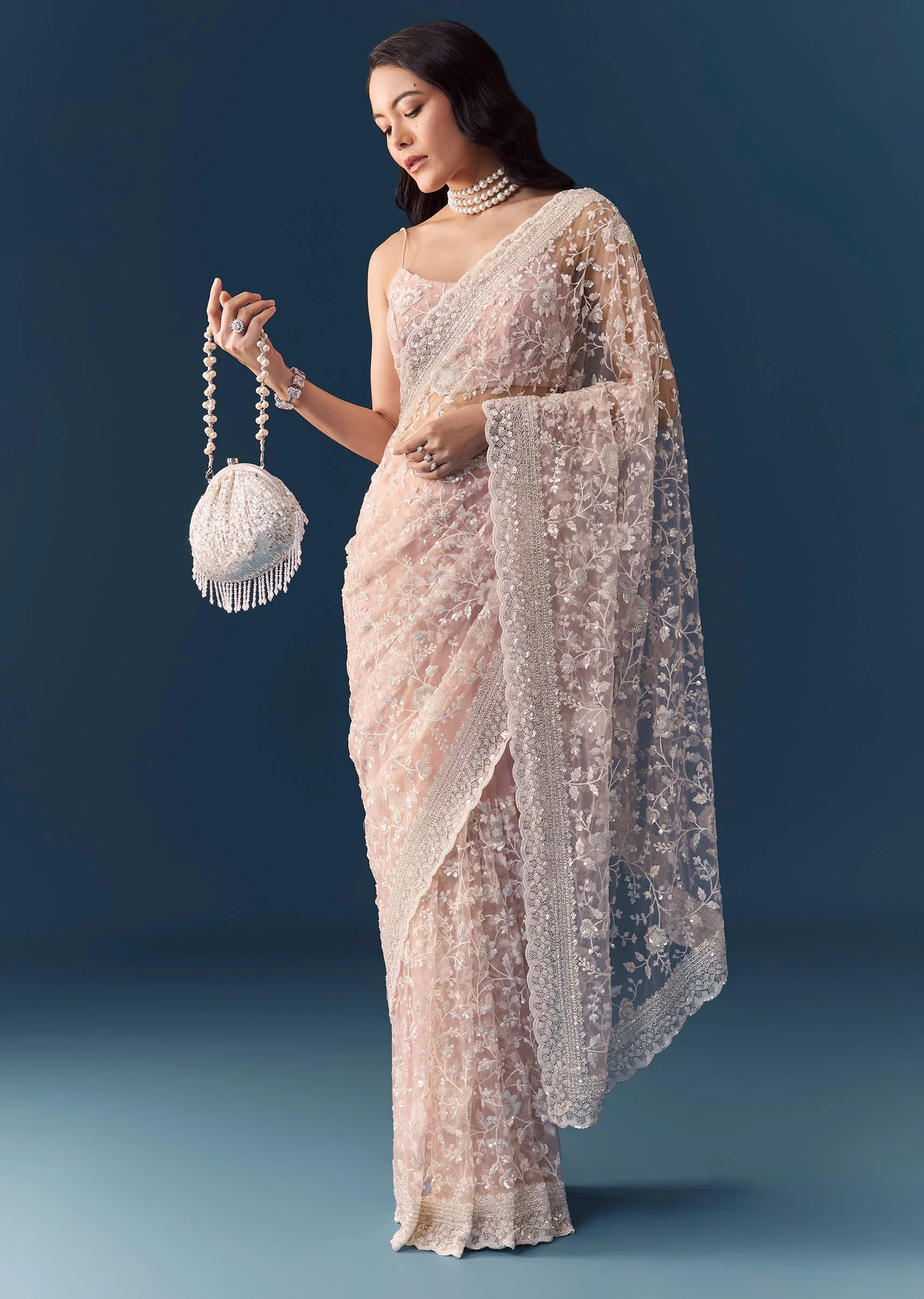 2966-pink-net-jaal-resham-saree-with-unstitched-blouse-1.webp Pink Net Jaal Resham Saree with Unstitched Blouse