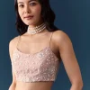 Pink Net Jaal Resham Saree with Unstitched Blouse