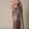 Elegant Brown Saree With Mirror and Stone Work