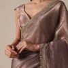 Elegant Brown Saree With Mirror and Stone Work