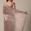 Elegant Brown Saree With Mirror and Stone Work