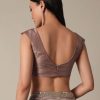 Elegant Brown Saree With Mirror and Stone Work