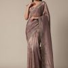 Elegant Brown Saree With Mirror and Stone Work