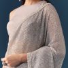 Grey Linear Hand Embellished Saree with Unstitched Blouse