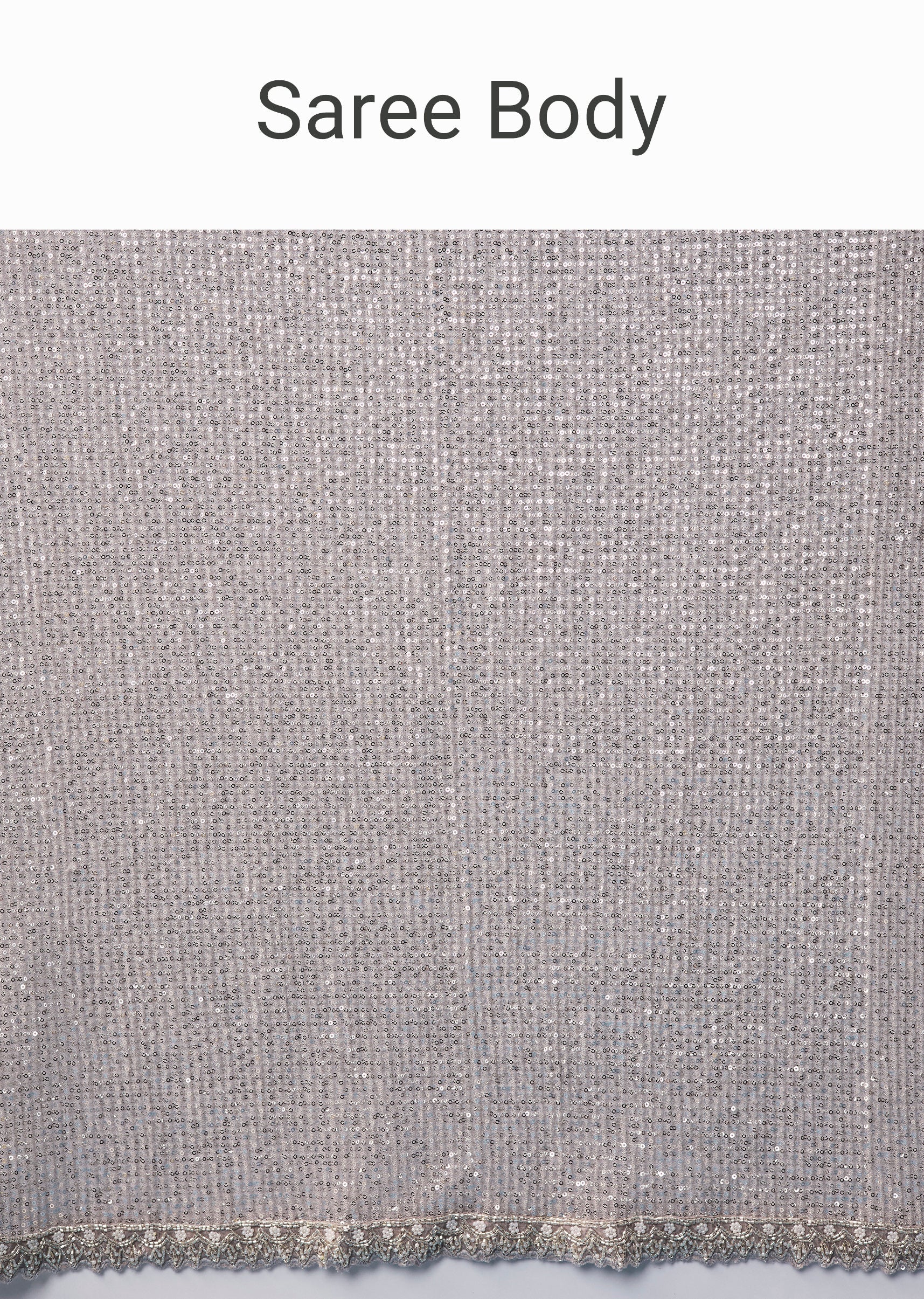 Grey Linear Hand Embellished Saree with Unstitched Blouse