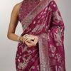 Wine Dola Silk Jungla Jaal Saree
