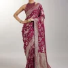 Wine Dola Silk Jungla Jaal Saree
