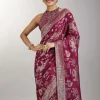 Wine Dola Silk Jungla Jaal Saree