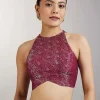 Wine Dola Silk Jungla Jaal Saree