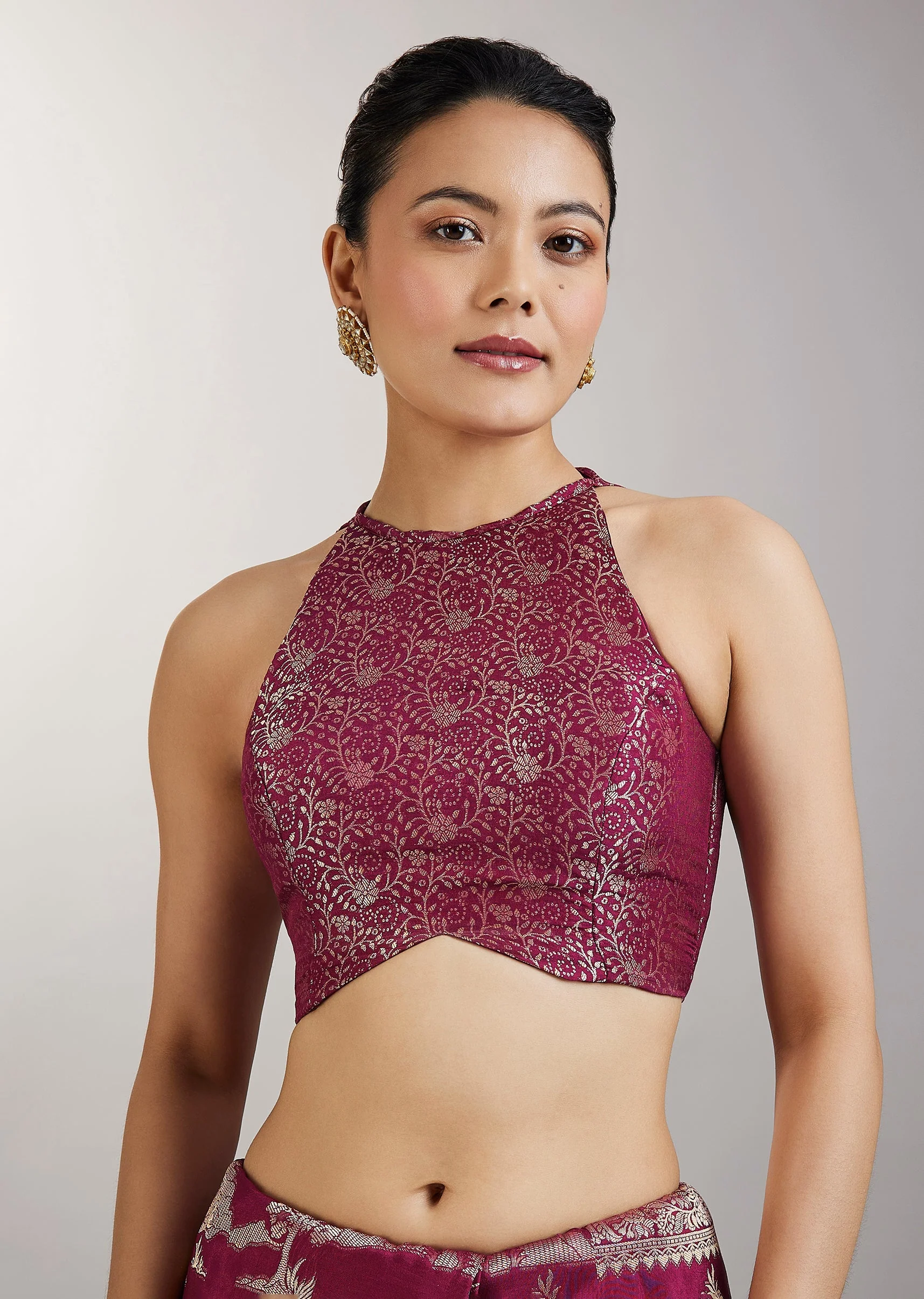 Wine Dola Silk Jungla Jaal Saree