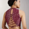 Wine Dola Silk Jungla Jaal Saree