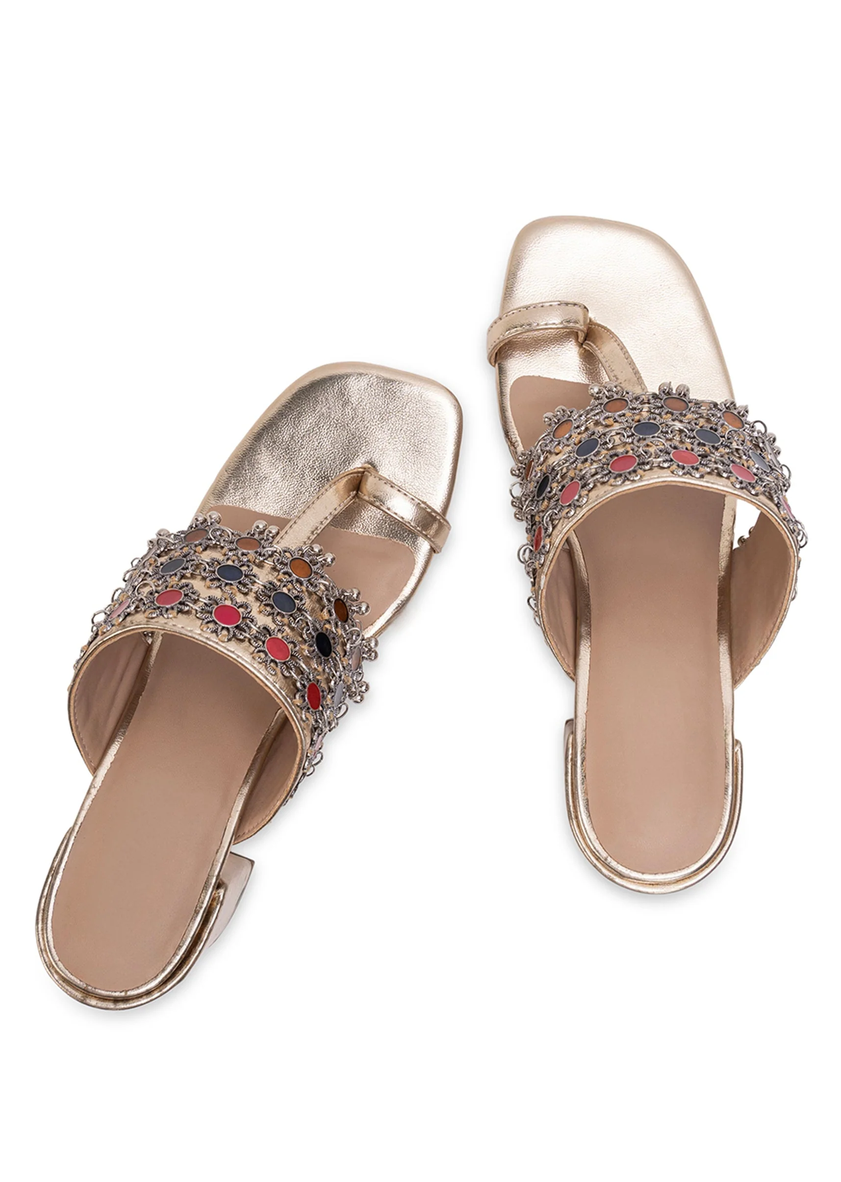 Multicolour Embellished Kolhapuri Heels