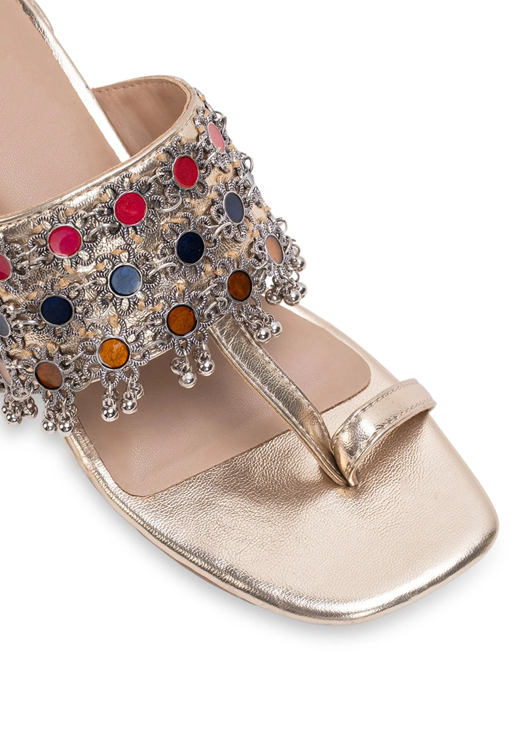 Multicolour Embellished Kolhapuri Heels