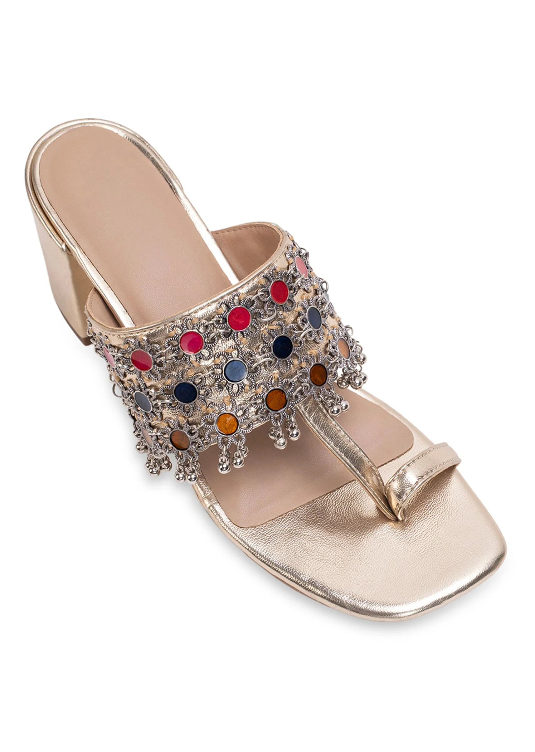 Multicolour Embellished Kolhapuri Heels