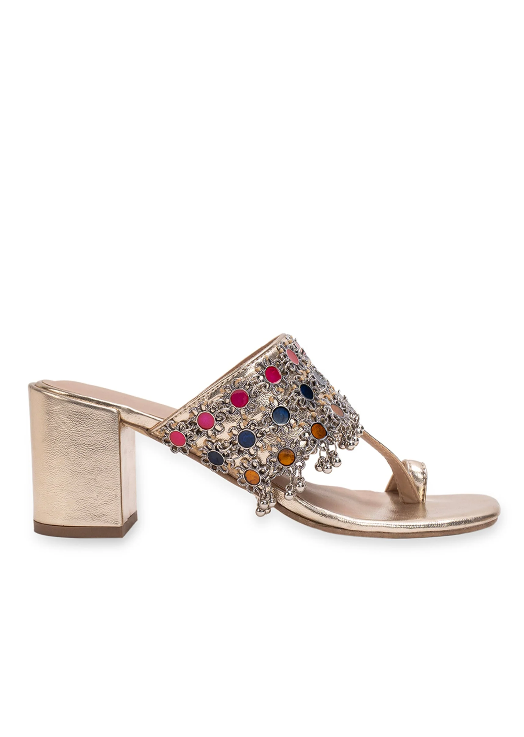 Multicolour Embellished Kolhapuri Heels