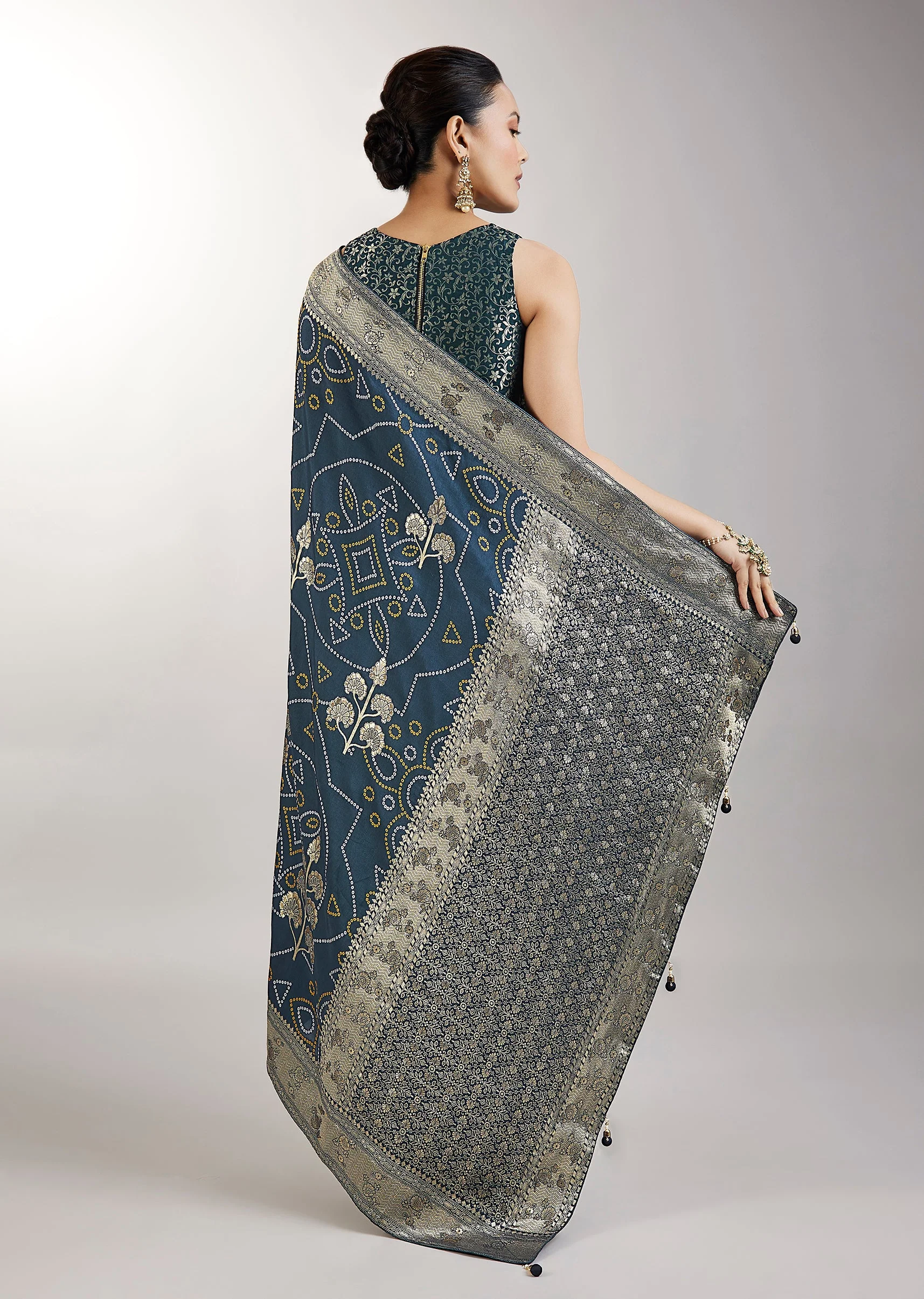Blue Dola Silk Bandhani Saree