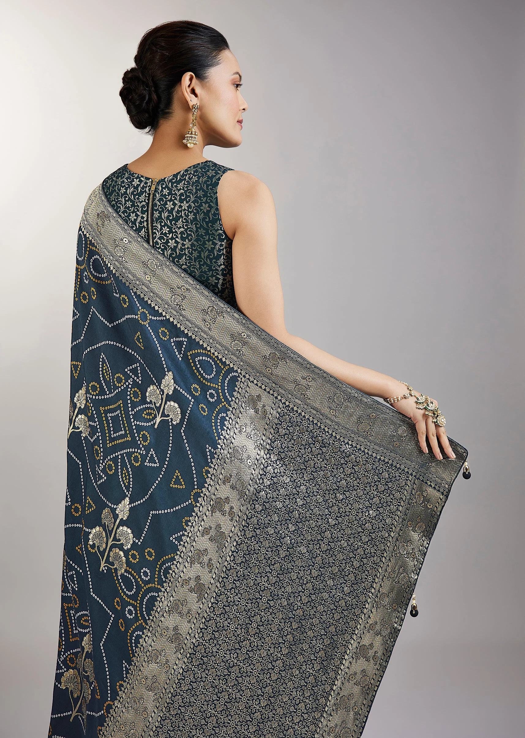 Blue Dola Silk Bandhani Saree