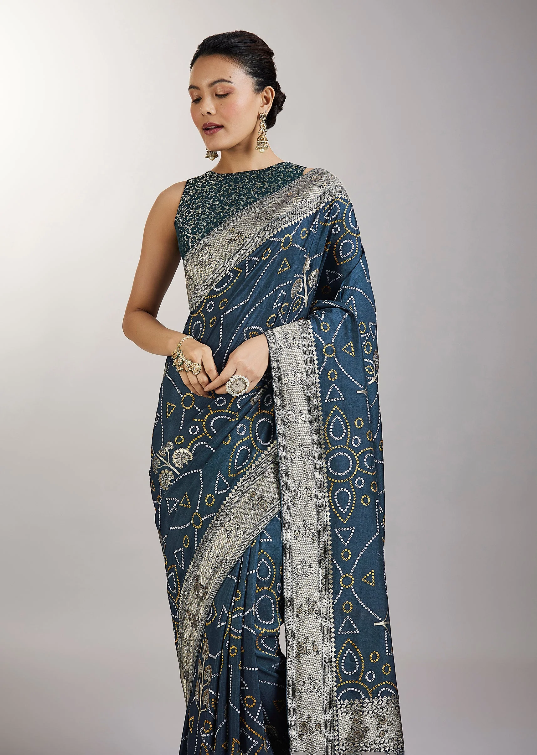 Blue Dola Silk Bandhani Saree