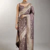 Purple Dola Silk Zari Butti Woven Saree