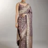 Purple Dola Silk Zari Butti Woven Saree