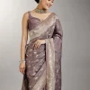 Purple Dola Silk Zari Butti Woven Saree