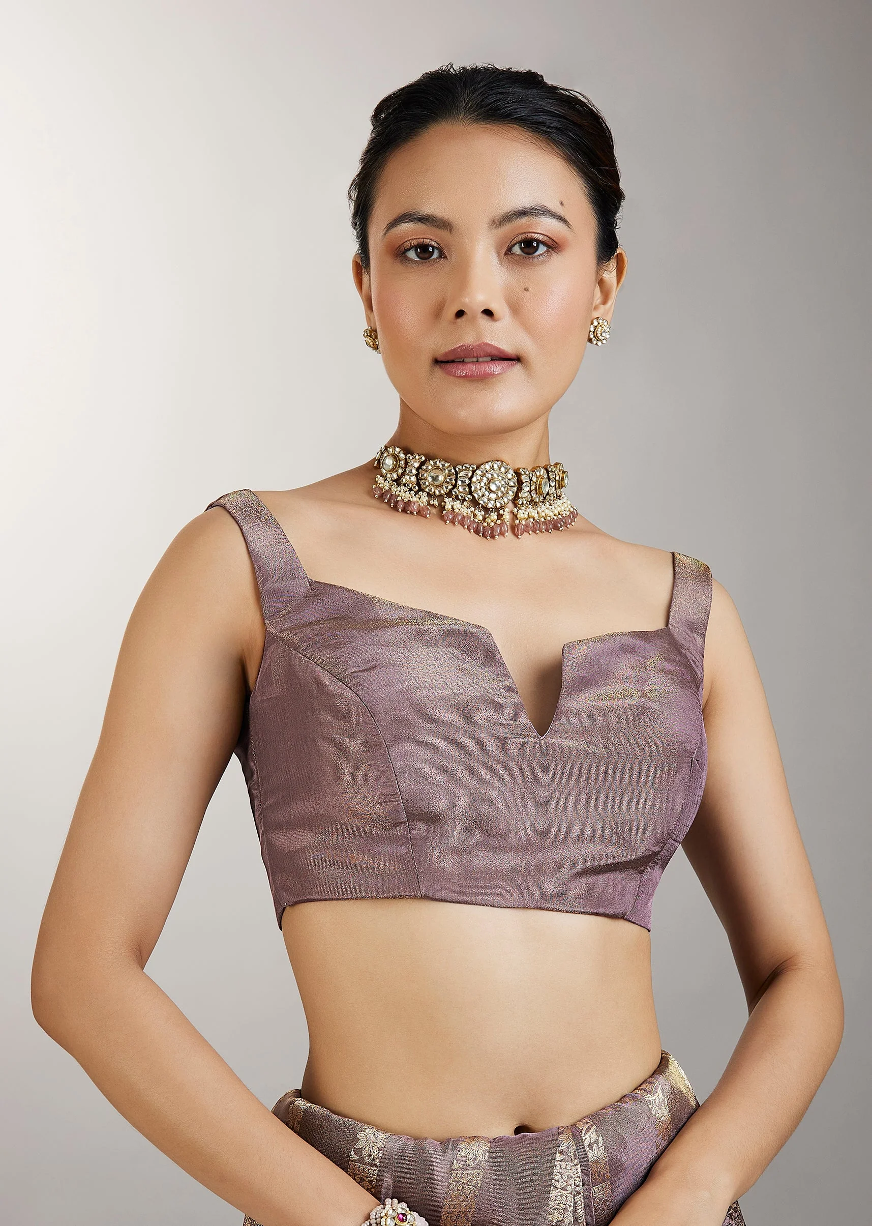 Purple Dola Silk Zari Butti Woven Saree