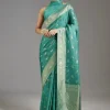 Teal Blue Jacquard Dola Silk Saree
