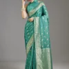 Teal Blue Jacquard Dola Silk Saree