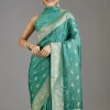Teal Blue Jacquard Dola Silk Saree