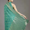 Teal Blue Jacquard Dola Silk Saree
