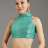 Teal Blue Jacquard Dola Silk Saree
