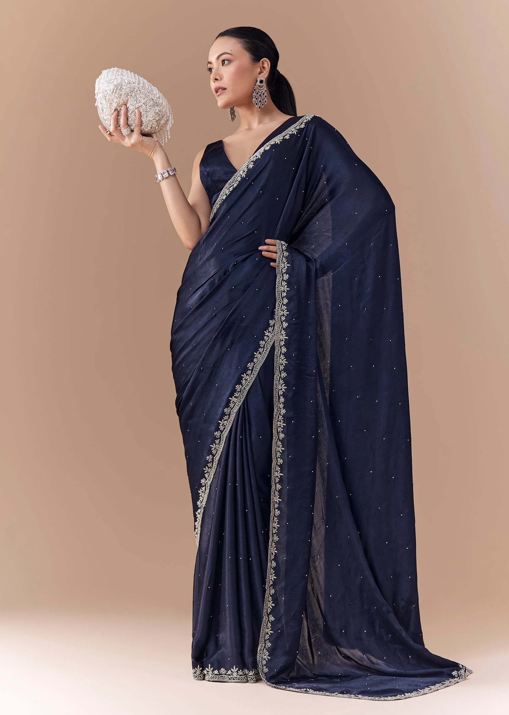 3089-navy-blue-chinon-embroidered-border-saree-with-blouse-fabric-1.webp Navy Blue Chinon Embroidered Border Saree with Blouse Fabric