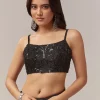 Black Net Saree With Floral Jaal Work And Cutwork Border