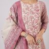 Pink Linen Kurta Set With Embellished Work