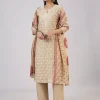 Beige Chanderi Kurta Set With Thread And Sequins Work