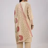 Beige Chanderi Kurta Set With Thread And Sequins Work