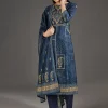 Navy Blue Chanderi Kurta Set With Zari Work