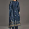 Navy Blue Chanderi Kurta Set With Zari Work