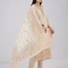 Ivory Cotton Kurta Set With Hand Block Print
