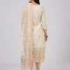 Ivory Cotton Kurta Set With Hand Block Print