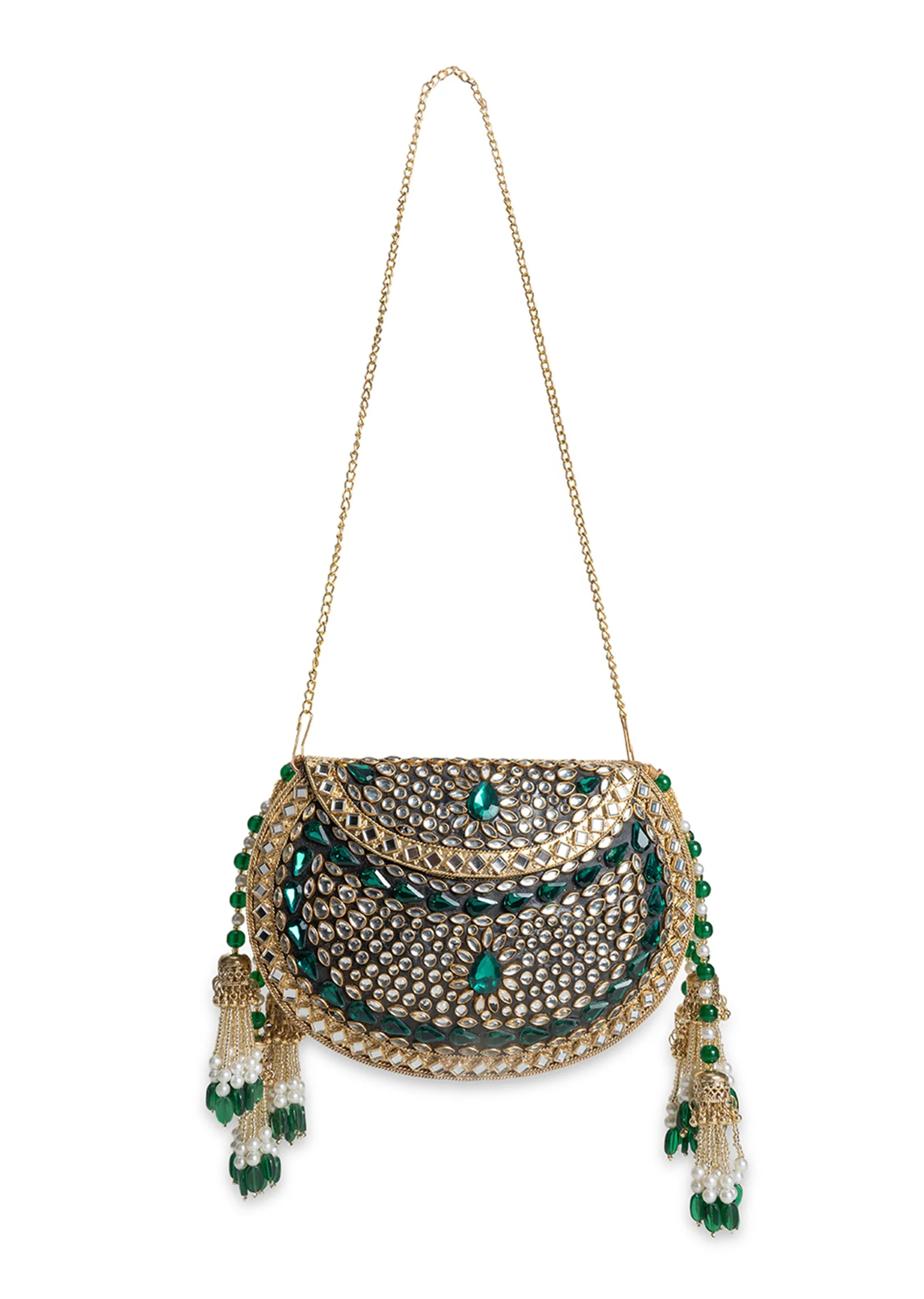 Gold And Green Embellished Potli