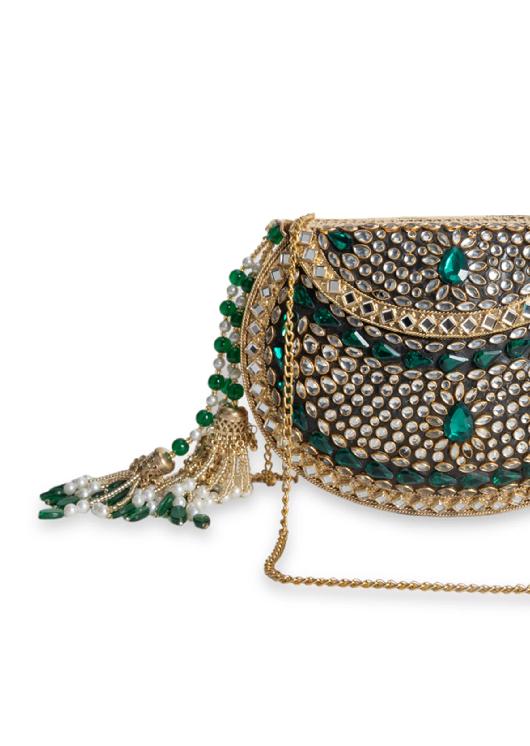 Gold And Green Embellished Potli