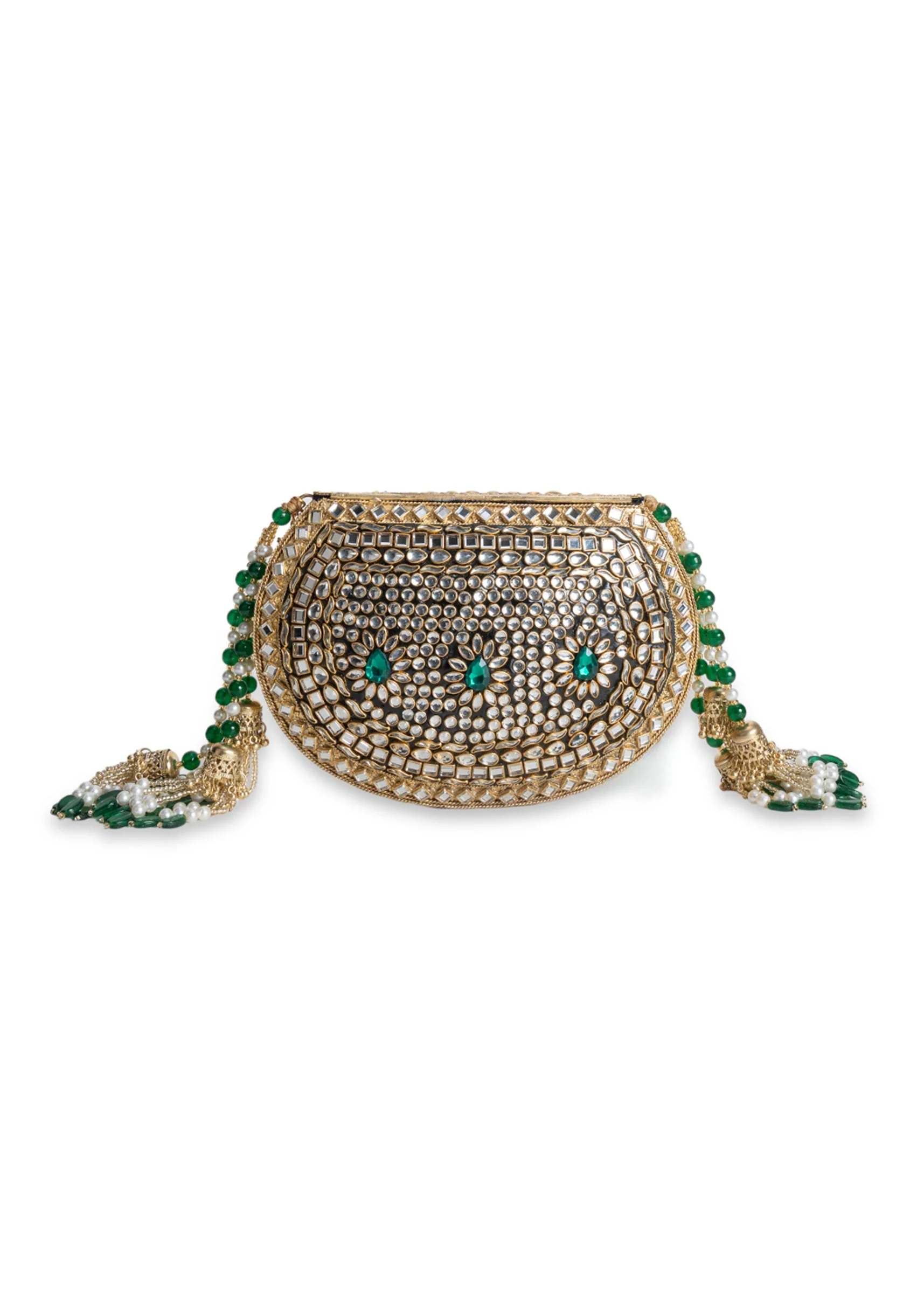 Gold And Green Embellished Potli