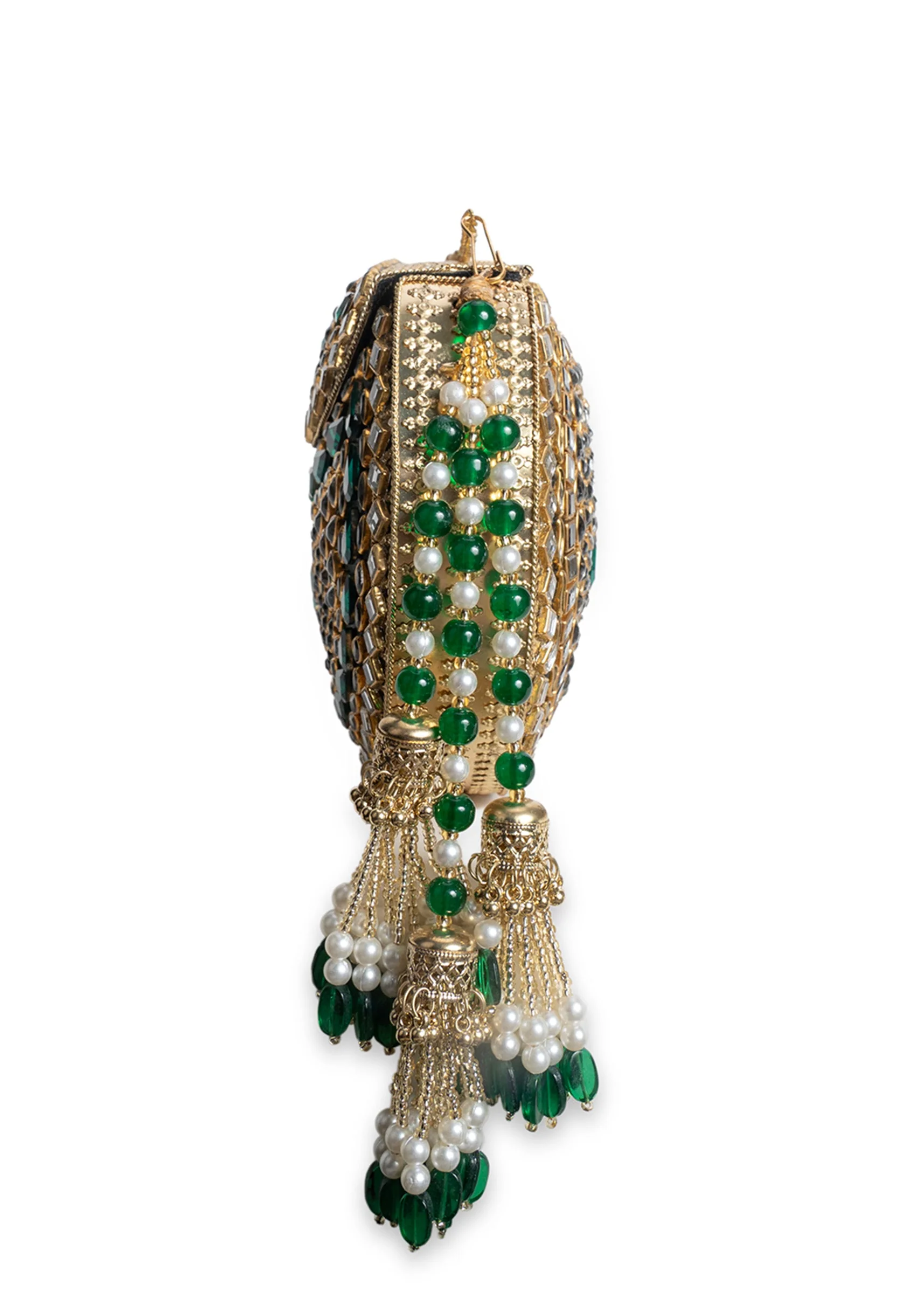 Gold And Green Embellished Potli