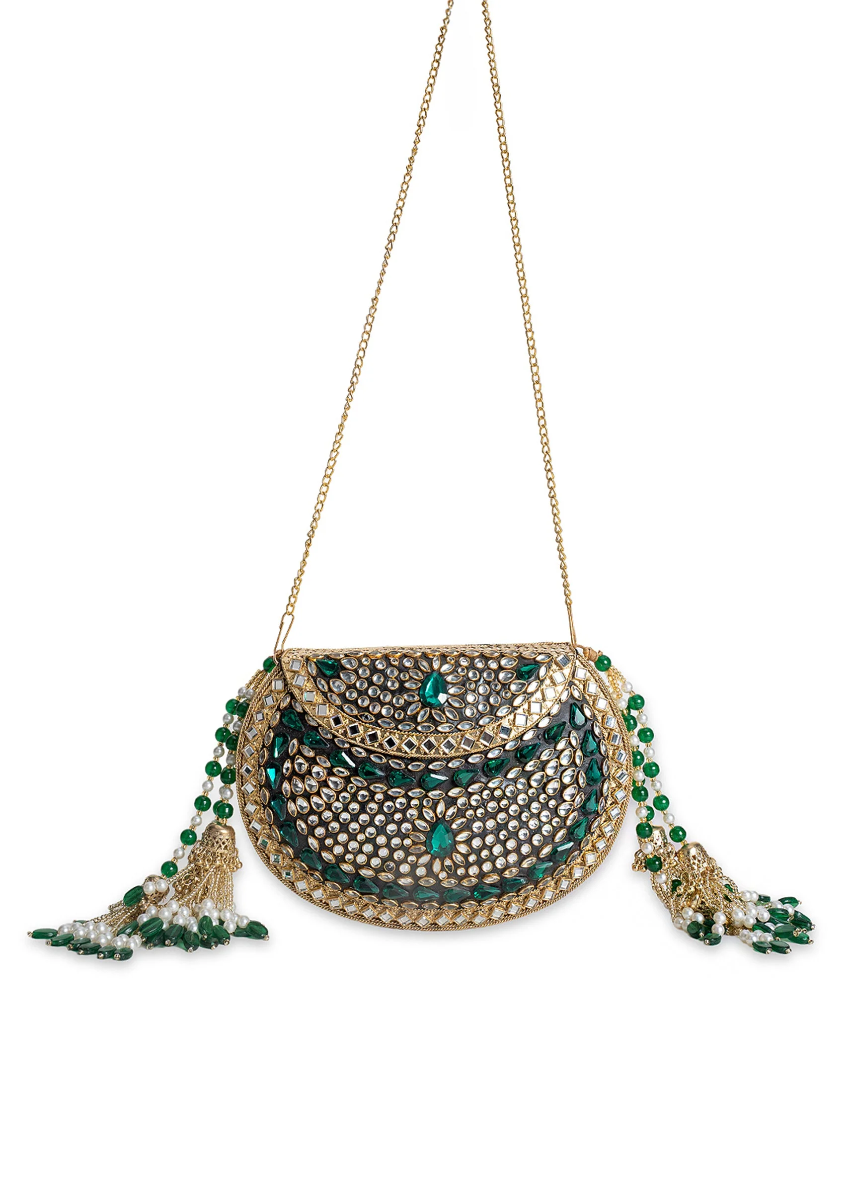 Gold And Green Embellished Potli