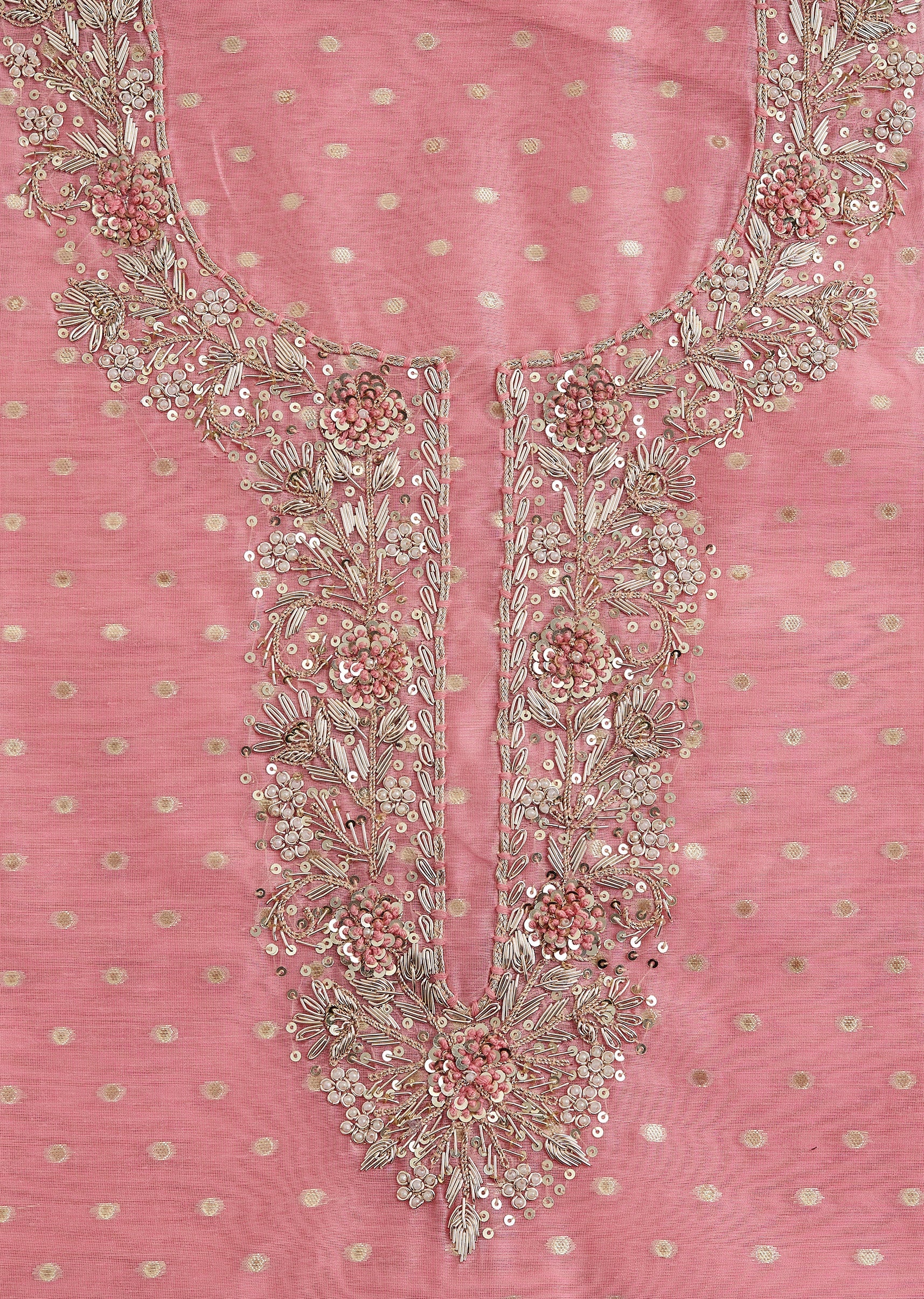 Pink Chanderi Unstitched Suit