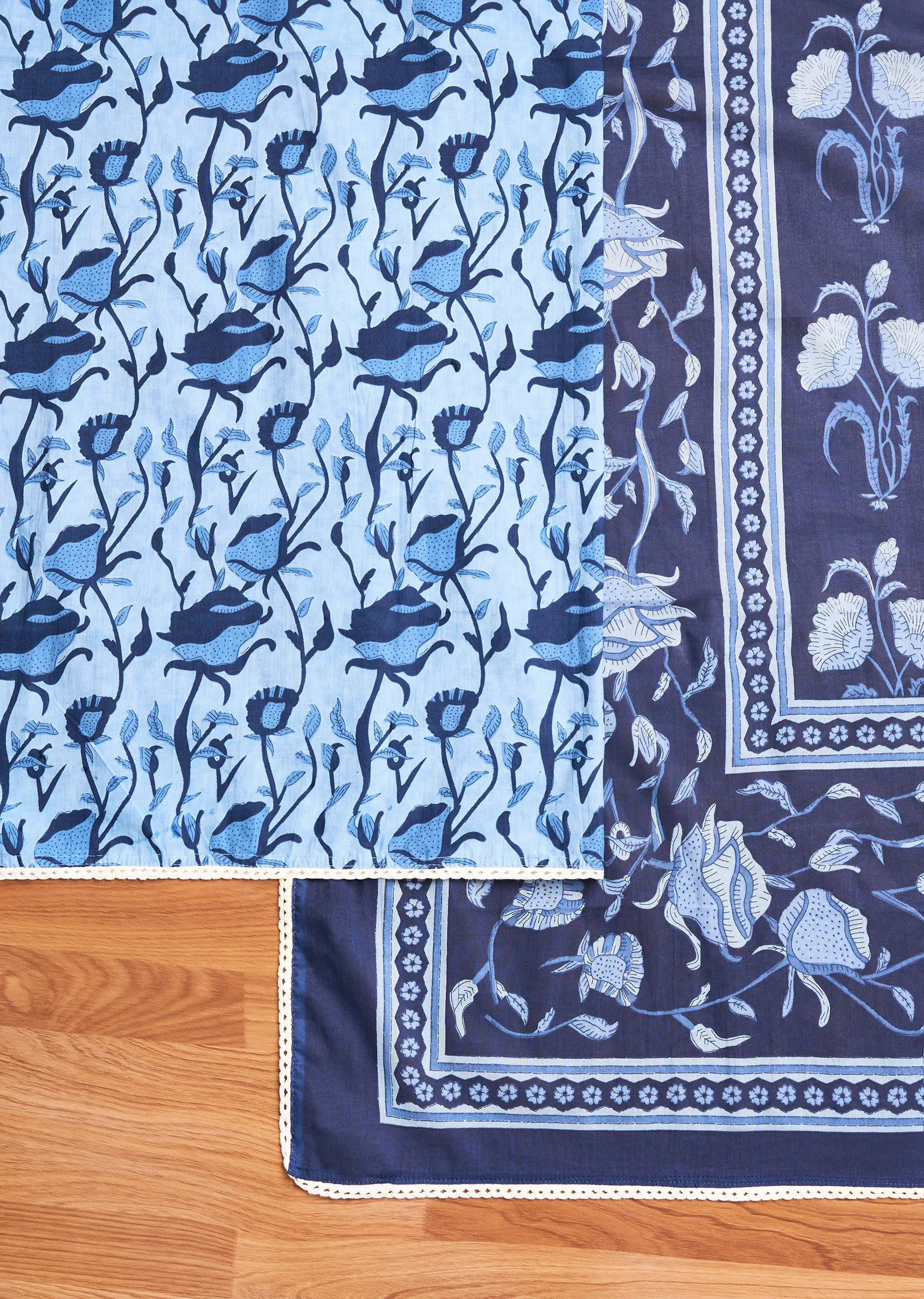 Ocean Blue Cotton Unstitched Suit Set