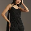 Black Georgette Kurta With Cut Dana And Moti Work And Tassel Dupatta