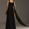 Black Georgette Kurta With Cut Dana And Moti Work And Tassel Dupatta